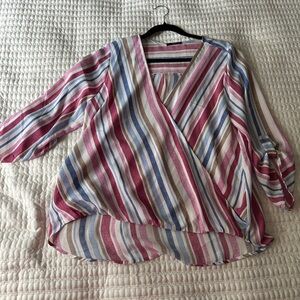 West Kei Multicolor Striped V-Neck Blouse